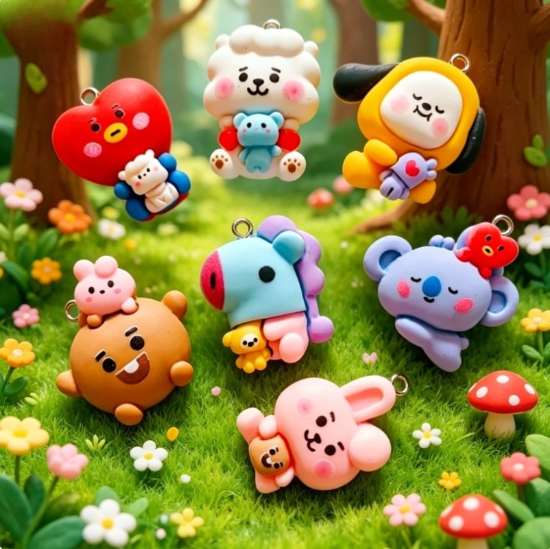 7 szt. BT21 Żywiczne Charmsy z – Jewelry Making Earrings recenzja i cena